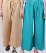 Pack of 2 Women Flared Rayon Palazzo
