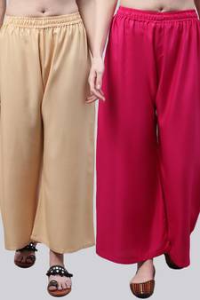 Pack of 2 Women Flared Rayon Palazzo