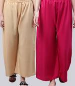 Pack of 2 Women Flared Rayon Palazzo