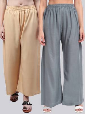 Pack of 2 Women Flared Rayon Palazzo 1
