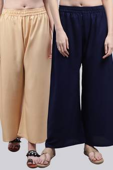 Pack of 2 Women Flared Rayon Palazzo