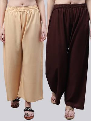 Pack of 2 Women Flared Rayon Palazzo 1