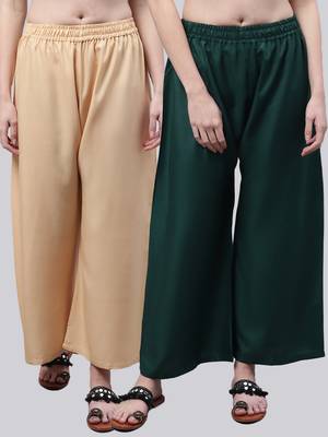 Pack of 2 Women Flared Rayon Palazzo 1