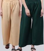 Pack of 2 Women Flared Rayon Palazzo