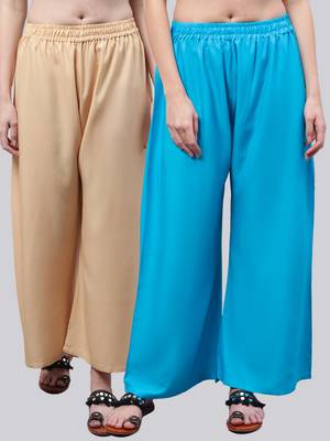 Pack of 2 Women Flared Rayon Palazzo 1