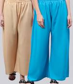 Pack of 2 Women Flared Rayon Palazzo
