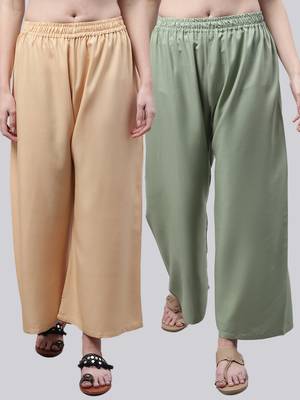 Pack of 2 Women Flared Rayon Palazzo 1