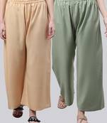 Pack of 2 Women Flared Rayon Palazzo