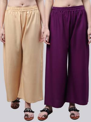 Pack of 2 Women Flared Rayon Palazzo 1