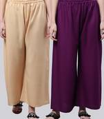 Pack of 2 Women Flared Rayon Palazzo
