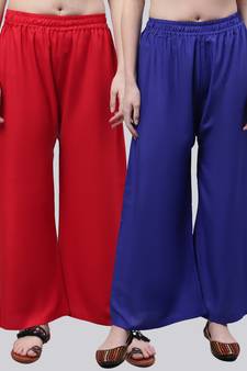 Pack of 2 Women Flared Rayon Palazzo