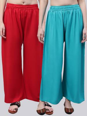 Pack of 2 Women Flared Rayon Palazzo 1