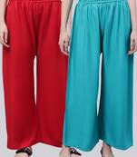 Pack of 2 Women Flared Rayon Palazzo