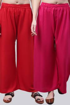 Pack of 2 Women Flared Rayon Palazzo