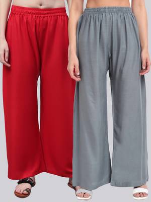 Pack of 2 Women Flared Rayon Palazzo 1