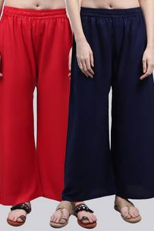 Pack of 2 Women Flared Rayon Palazzo