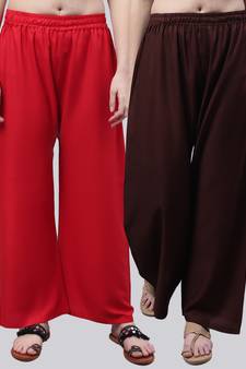 Pack of 2 Women Flared Rayon Palazzo