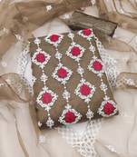 Brown embroidered organza salwar