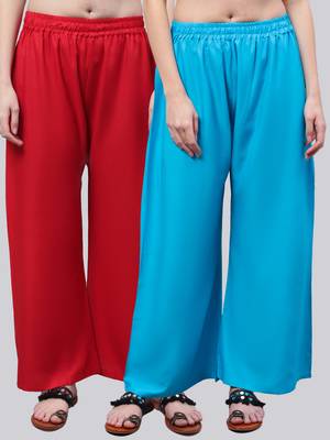 Pack of 2 Women Flared Rayon Palazzo 1