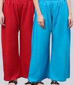 Pack of 2 Women Flared Rayon Palazzo