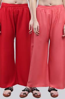 Pack of 2 Women Flared Rayon Palazzo