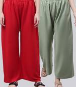 Pack of 2 Women Flared Rayon Palazzo
