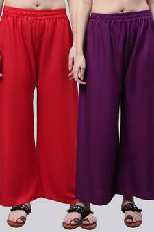 Pack of 2 Women Flared Rayon Palazzo