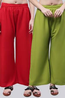 Pack of 2 Women Flared Rayon Palazzo