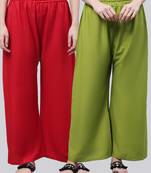 Pack of 2 Women Flared Rayon Palazzo