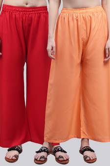 Pack of 2 Women Flared Rayon Palazzo