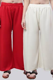 Pack of 2 Women Flared Rayon Palazzo