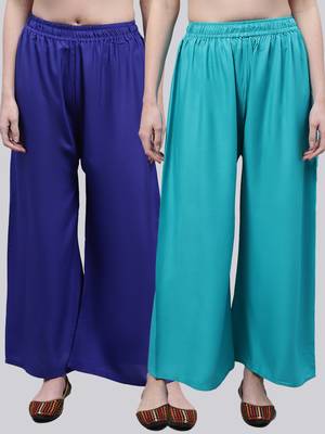 Pack of 2 Women Flared Rayon Palazzo 1