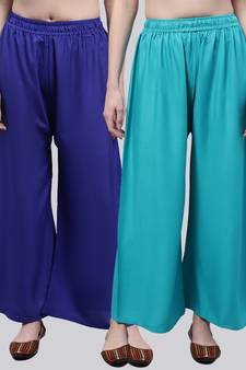 Pack of 2 Women Flared Rayon Palazzo