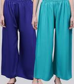Pack of 2 Women Flared Rayon Palazzo
