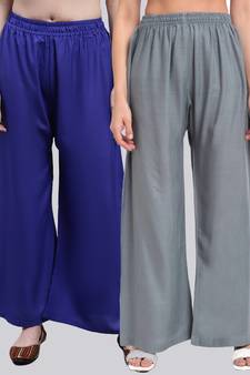Pack of 2 Women Flared Rayon Palazzo