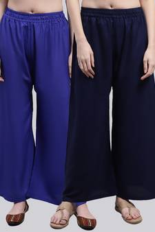 Pack of 2 Women Flared Rayon Palazzo