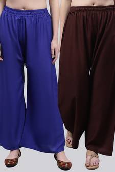 Pack of 2 Women Flared Rayon Palazzo