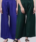 Pack of 2 Women Flared Rayon Palazzo