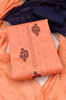 Peach embroidered silk salwar