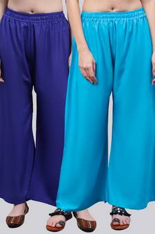 Pack of 2 Women Flared Rayon Palazzo