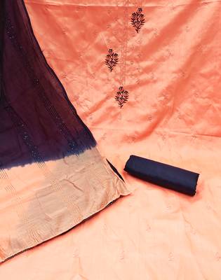 Peach embroidered silk salwar 2