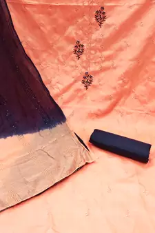 Peach embroidered silk salwar