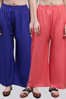 Pack of 2 Women Flared Rayon Palazzo