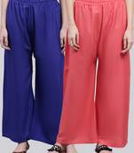 Pack of 2 Women Flared Rayon Palazzo