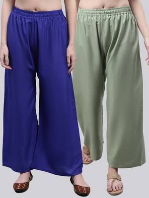 Pack of 2 Women Flared Rayon Palazzo 1