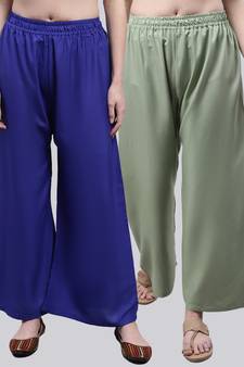 Pack of 2 Women Flared Rayon Palazzo