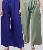 Pack of 2 Women Flared Rayon Palazzo