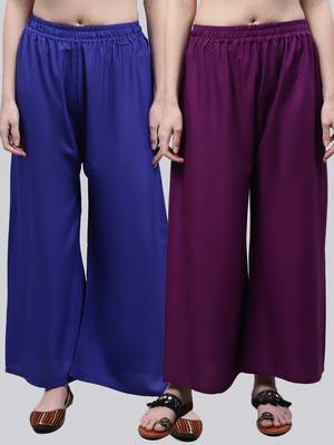 Pack of 2 Women Flared Rayon Palazzo 1