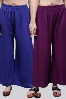 Pack of 2 Women Flared Rayon Palazzo