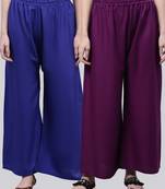 Pack of 2 Women Flared Rayon Palazzo